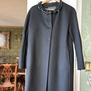 Ermanno Scervino Women's Gray Jewel-Studded Collar Coat Size 40 EU (US Size L)